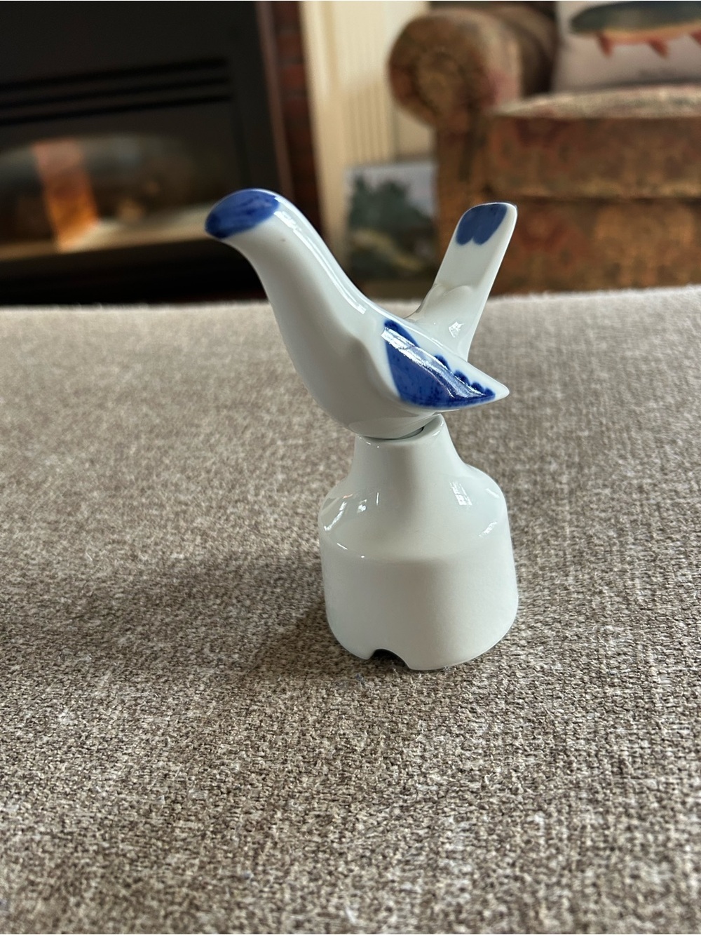 Vintage Royal Worcester Porcelain Pie Bird Funnel England Figurine Blue Accents